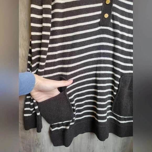 Tory Burch Women's Felicia Tunic Striped Wool Cashmere Blend Sweater LG - Picture 6 of 12